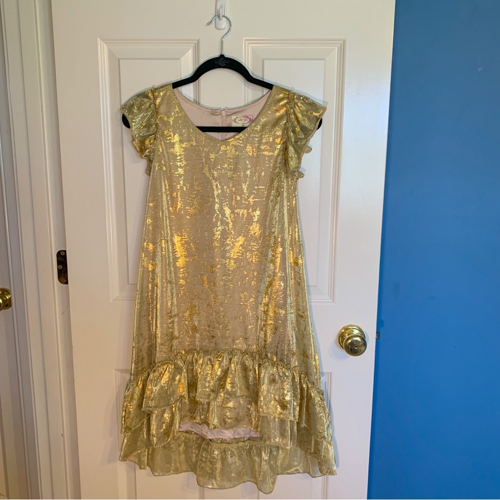 Joyfolie girls’ size 12 gold flake ruffle fancy dress